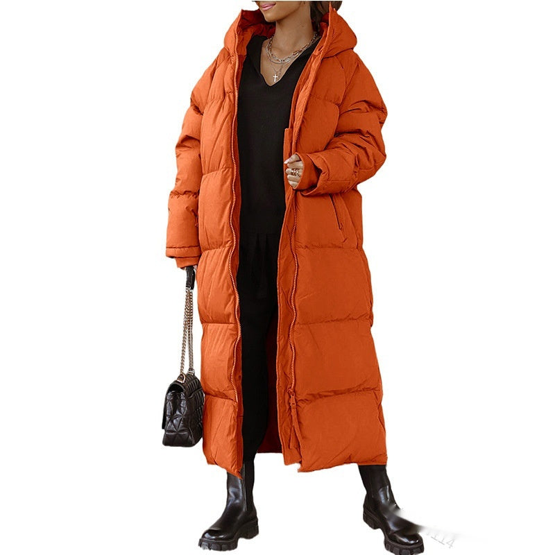 Hooded Solid Color Long Casual Zip Coat - Bellarte Enchanté Hooded Solid Color Long Casual Zip Coat